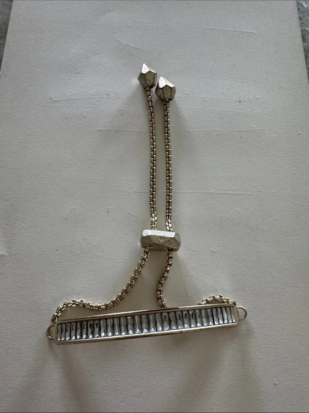 Adjustable gold-Tone Slider Bracelet with Bar Accent